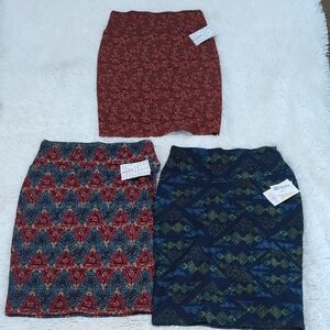 NWT LuLaRoe Pencil Skirt Cassie Lot Red, Blue, Green Patterns S 6-8